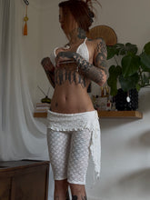 Load image into Gallery viewer, White lace bikini top, capri/pedal pusher set