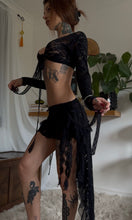Load image into Gallery viewer, Black lace asymmetric skirt and long sleeved top set (one off)