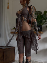 Load image into Gallery viewer, Taupe/grey lace halter top and capri/pedal pusher set (one off)