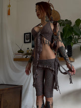 Load image into Gallery viewer, Taupe/grey lace halter top and capri/pedal pusher set (one off)