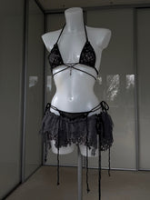 Load image into Gallery viewer, Lace up bikini and wrap cover set, grey