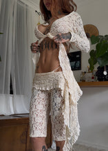 Load image into Gallery viewer, Lace frilled capri top and pant set, cream