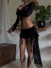 Load image into Gallery viewer, Black lace asymmetric skirt and long sleeved top set (one off)