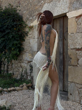 Load image into Gallery viewer, Upcyled scarf fringe dress