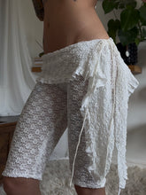 Load image into Gallery viewer, White lace bikini top, capri/pedal pusher set
