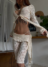 Load image into Gallery viewer, Lace frilled capri top and pant set, cream