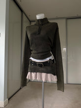 Load image into Gallery viewer, Khaki frilled upcycled jumper set