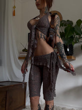 Load image into Gallery viewer, Taupe/grey lace halter top and capri/pedal pusher set (one off)