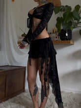Load image into Gallery viewer, Black lace asymmetric skirt and long sleeved top set (one off)
