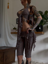 Load image into Gallery viewer, Taupe/grey lace halter top and capri/pedal pusher set (one off)
