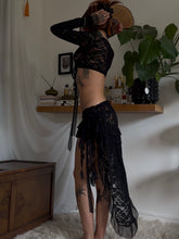 Load image into Gallery viewer, Black lace asymmetric skirt and long sleeved top set (one off)
