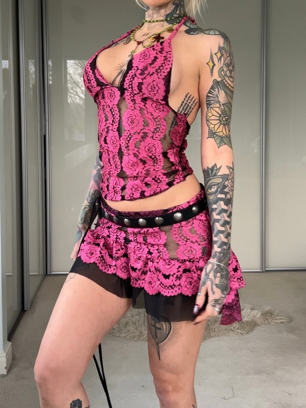 Lace halter top and skirt set (full set)