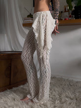Load image into Gallery viewer, Cream lace flared pants (one off)
