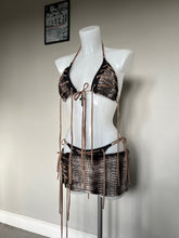 Load image into Gallery viewer, Faux fur eyelet bikini skirt set
