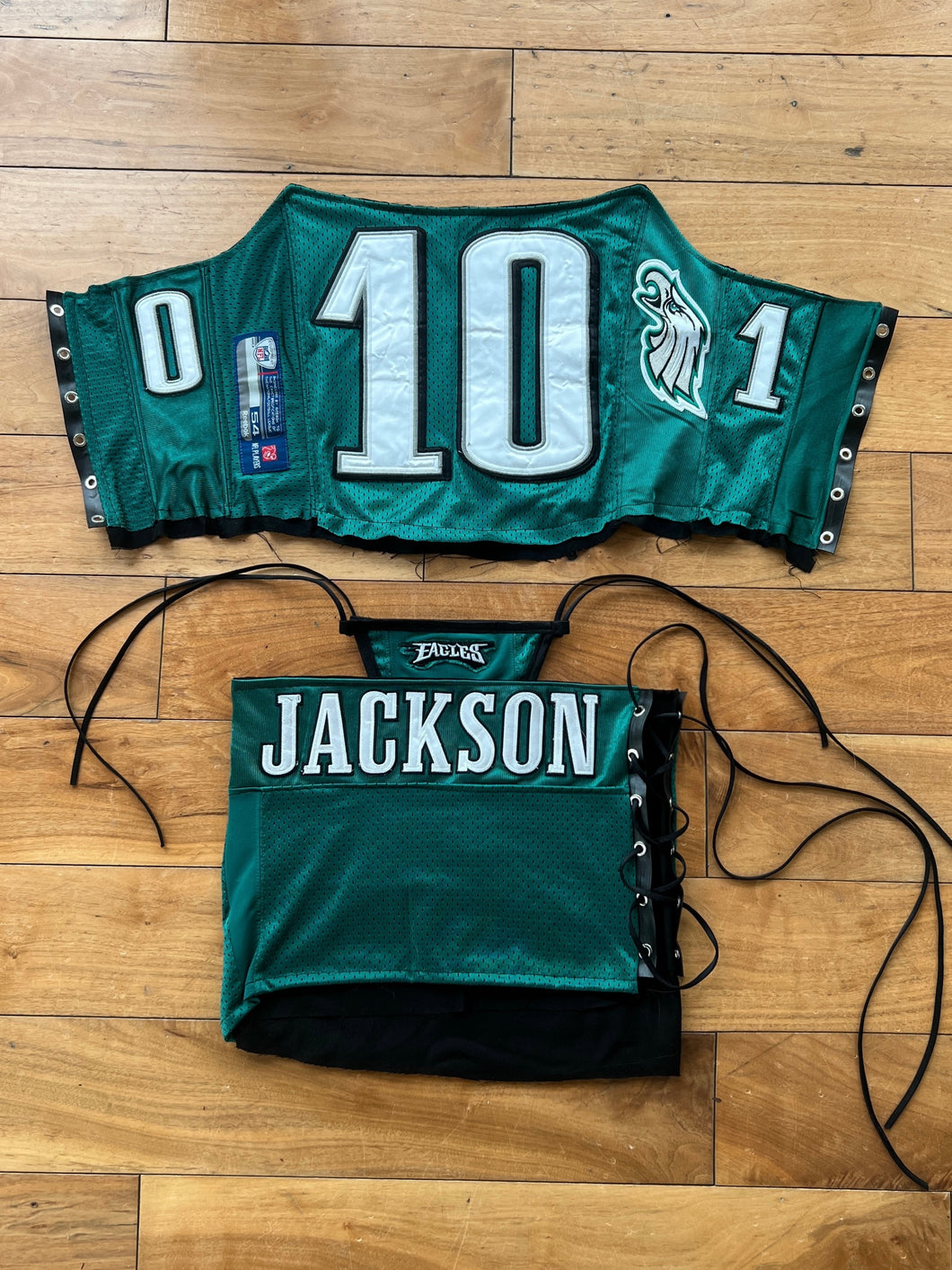 NFL jersey 3 piece upcycled corset set