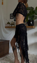 Load image into Gallery viewer, Black lace asymmetric skirt and long sleeved top set (one off)
