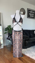 Load image into Gallery viewer, Snake print eyelet bikini and maxi skirt set (full set)
