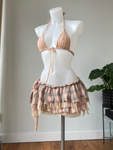 Load image into Gallery viewer, Plaid/lace shredded micro skirt and bralet set
