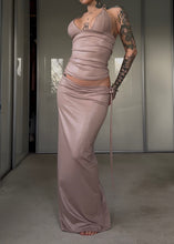 Load image into Gallery viewer, Halter top and maxi skirt set- nude shine

