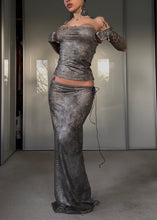 Load image into Gallery viewer, Strapless top and maxi skirt set- snake print
