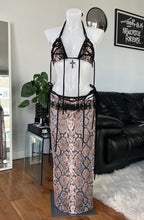 Load image into Gallery viewer, Snake print eyelet bikini and maxi skirt set (full set)
