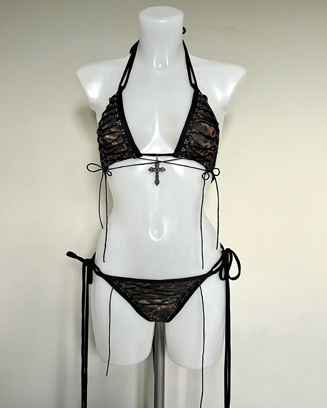 Eyelet bikini, leopard
