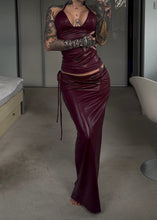 Load image into Gallery viewer, Halter top and maxi skirt set- berry shine
