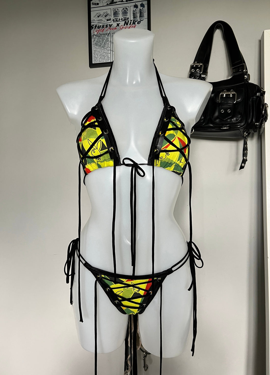 Retro bunny print eyelet bikini (limited)