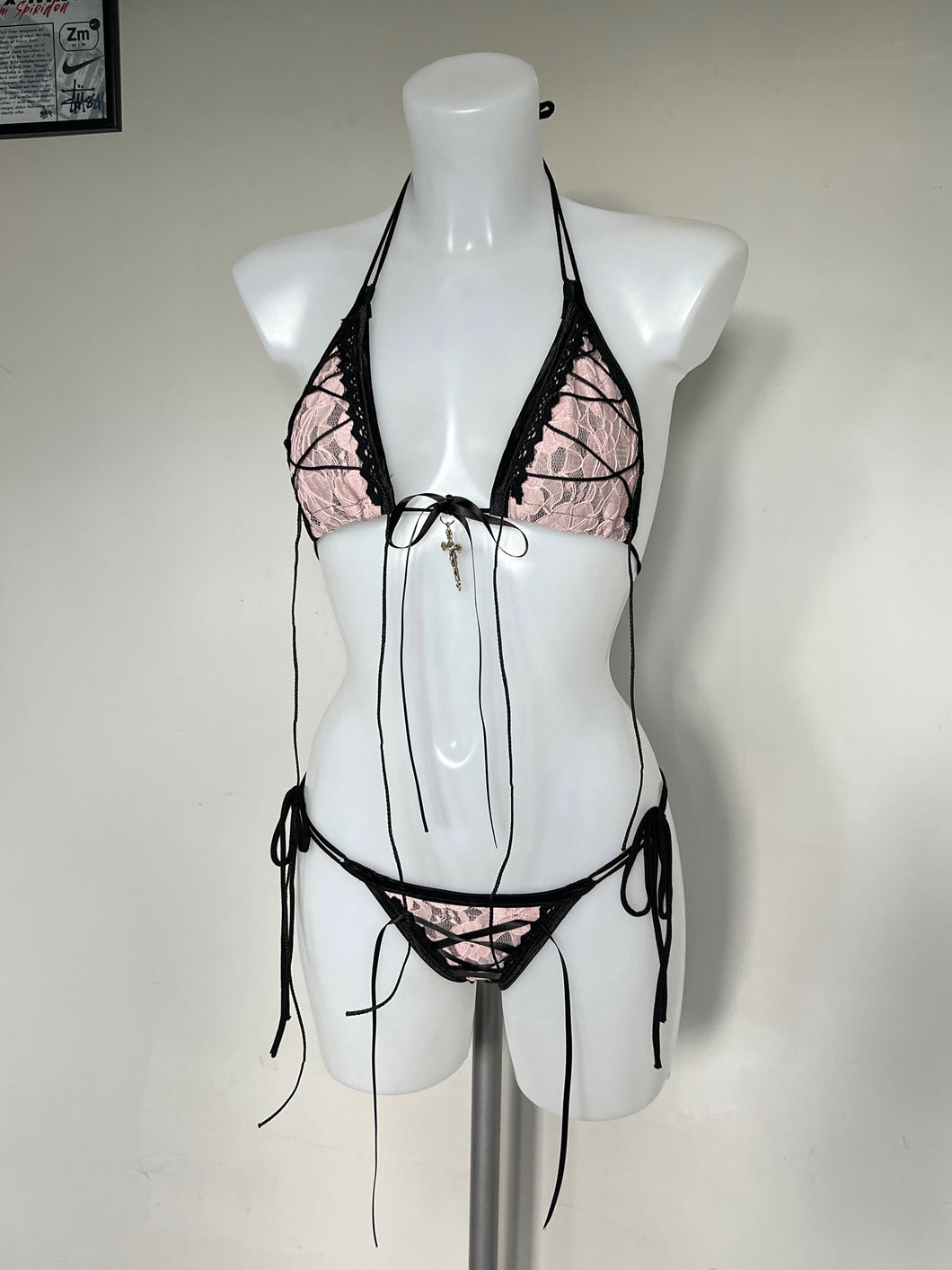 Lace up bikini, pink (limited)
