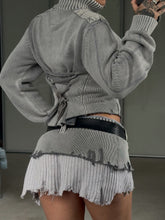 Load image into Gallery viewer, Grey upcycled vintage jumper and skirt set
