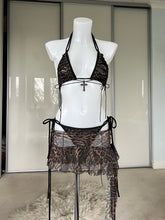 Load image into Gallery viewer, Eyelet bikini skirt set, leopard (full set)
