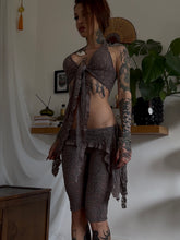 Load image into Gallery viewer, Taupe/grey lace halter top and capri/pedal pusher set (one off)
