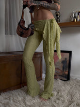 Load image into Gallery viewer, Olive textured lace flared pants

