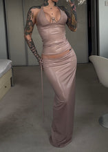 Load image into Gallery viewer, Halter top and maxi skirt set- nude shine
