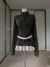 Load image into Gallery viewer, Khaki frilled upcycled jumper set

