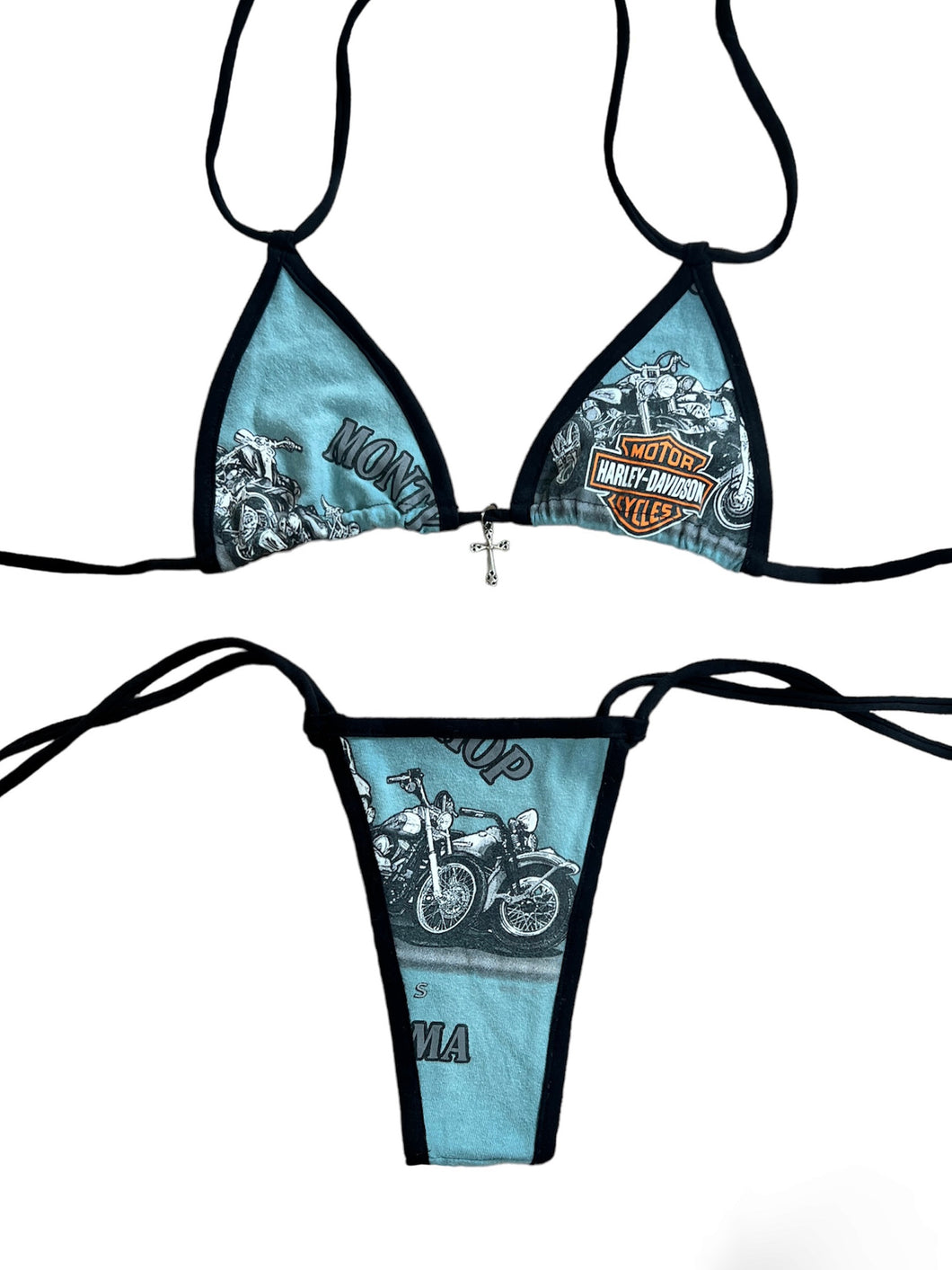 Reworked Harley davidson bikini, blue